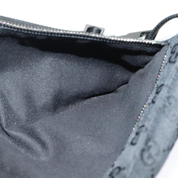 GUCCI GG Canvas Waist bag Black Silver 28566 Auth SW827
