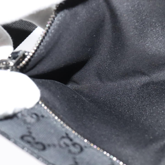 GUCCI GG Canvas Waist bag Black Silver 28566 Auth SW827