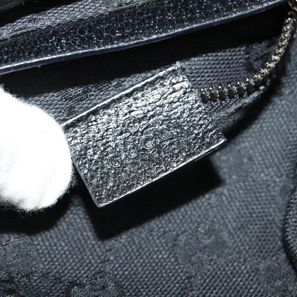 GUCCI GG Canvas Waist bag Black Silver 28566 Auth SW827