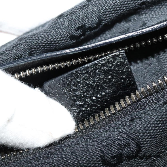 GUCCI GG Canvas Waist bag Black Silver 28566 Auth SW827