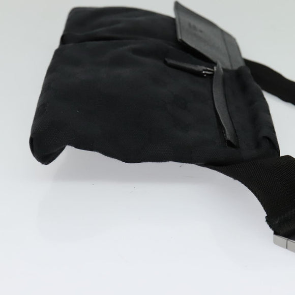 GUCCI GG Canvas Waist bag Black Silver 28566 Auth SW827