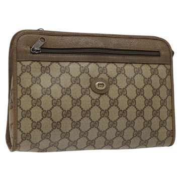 GUCCI GG Supreme Clutch Bag PVC Beige Gold 97 01 037 Auth SW828