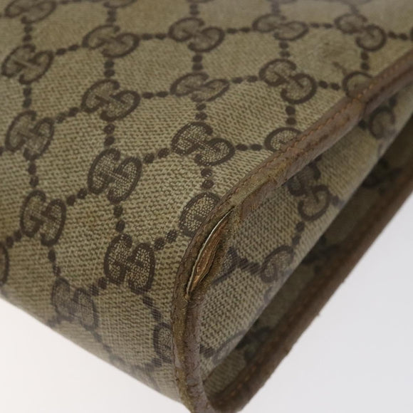 GUCCI GG Supreme Clutch Bag PVC Beige Gold 97 01 037 Auth SW828