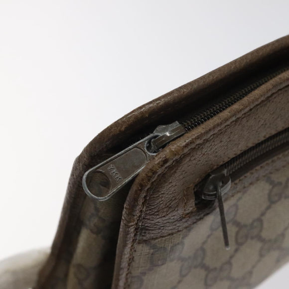 GUCCI GG Supreme Clutch Bag PVC Beige Gold 97 01 037 Auth SW828