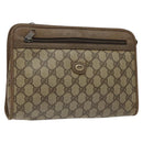 GUCCI GG Supreme Clutch Bag PVC Beige Gold 97 01 037 Auth SW828-1