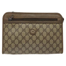 GUCCI GG Supreme Clutch Bag PVC Beige Gold 97 01 037 Auth SW828-13