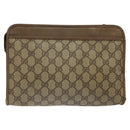 GUCCI GG Supreme Clutch Bag PVC Beige Gold 97 01 037 Auth SW828-2