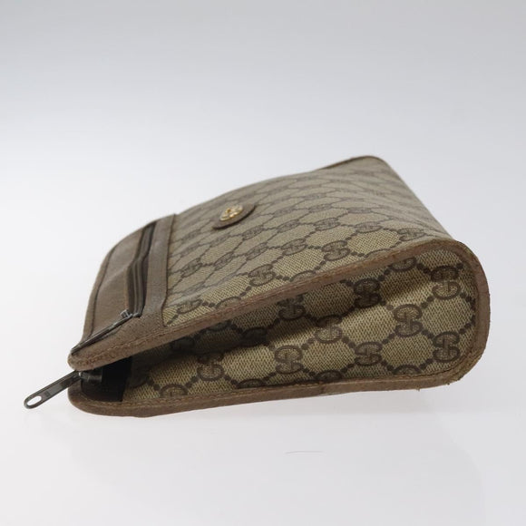 GUCCI GG Supreme Clutch Bag PVC Beige Gold 97 01 037 Auth SW828