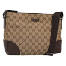 GUCCI GG Canvas Shoulder Bag Beige Silver 114273 Auth SW829-1