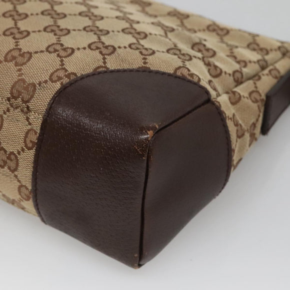 GUCCI GG Canvas Shoulder Bag Beige Silver 114273 Auth SW829