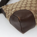 GUCCI GG Canvas Shoulder Bag Beige Silver 114273 Auth SW829-13