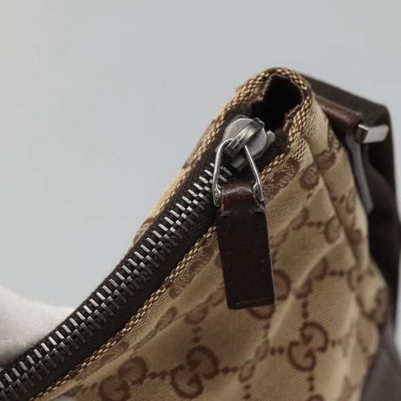 GUCCI GG Canvas Shoulder Bag Beige Silver 114273 Auth SW829