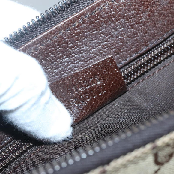 GUCCI GG Canvas Shoulder Bag Beige Silver 114273 Auth SW829