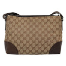 GUCCI GG Canvas Shoulder Bag Beige Silver 114273 Auth SW829-3