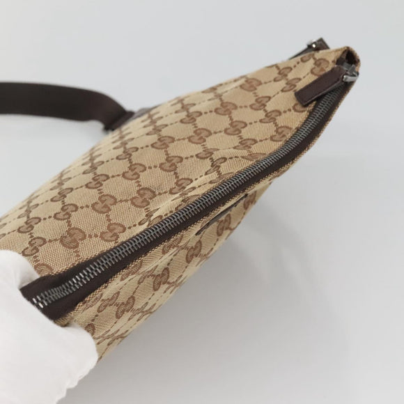 GUCCI GG Canvas Shoulder Bag Beige Silver 114273 Auth SW829