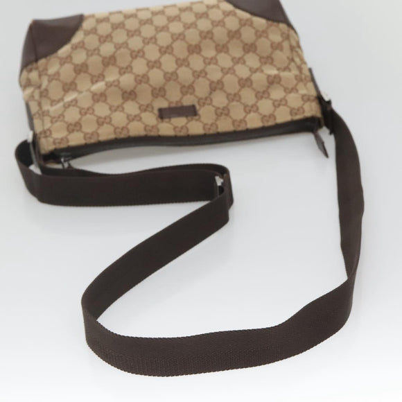 GUCCI GG Canvas Shoulder Bag Beige Silver 114273 Auth SW829