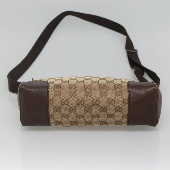 GUCCI GG Canvas Shoulder Bag Beige Silver 114273 Auth SW829