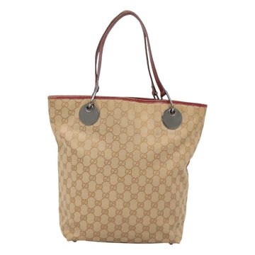 GUCCI GG Canvas Tote Bag Beige Silver 120836 Auth SW830 - 0