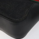 GUCCI Web Sherry Line Hand Bag Canvas Black 73984 Auth SW831-15