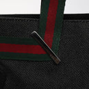 GUCCI Web Sherry Line Hand Bag Canvas Black 73984 Auth SW831-17