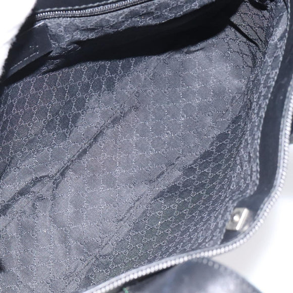 GUCCI Web Sherry Line Hand Bag Canvas Black 73984 Auth SW831