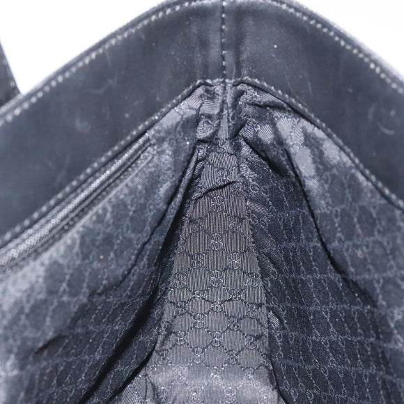 GUCCI Web Sherry Line Hand Bag Canvas Black 73984 Auth SW831