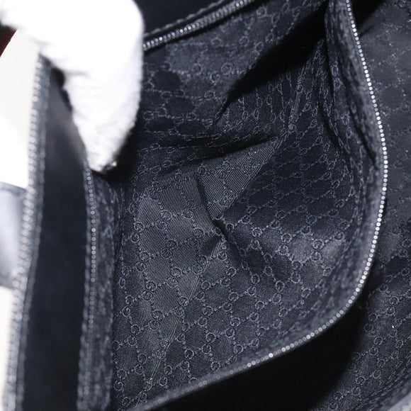 GUCCI Web Sherry Line Hand Bag Canvas Black 73984 Auth SW831