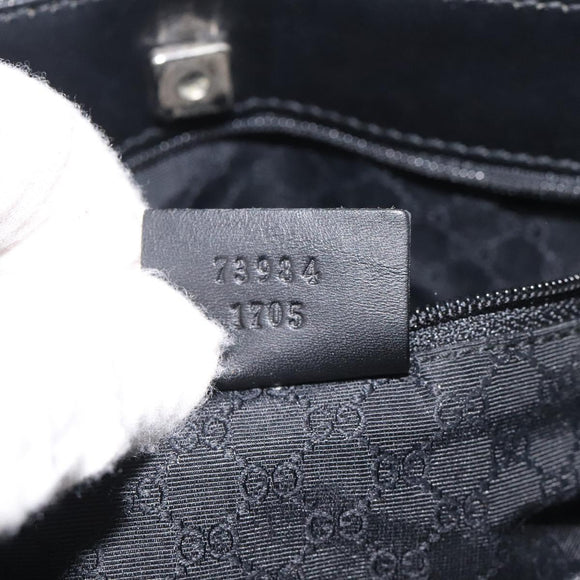 GUCCI Web Sherry Line Hand Bag Canvas Black 73984 Auth SW831