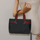 GUCCI Web Sherry Line Hand Bag Canvas Black 73984 Auth SW831-21