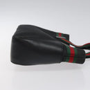 GUCCI Web Sherry Line Hand Bag Canvas Black 73984 Auth SW831-3