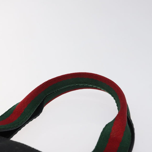 GUCCI Web Sherry Line Hand Bag Canvas Black 73984 Auth SW831