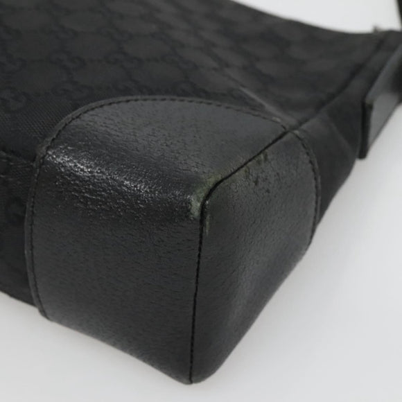 GUCCI GG Canvas Shoulder Bag Black Silver 114273 Auth SW832