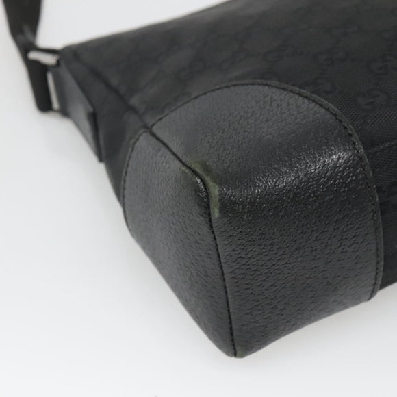 GUCCI GG Canvas Shoulder Bag Black Silver 114273 Auth SW832