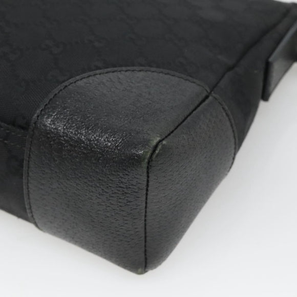 GUCCI GG Canvas Shoulder Bag Black Silver 114273 Auth SW832