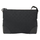 GUCCI GG Canvas Shoulder Bag Black Silver 114273 Auth SW832-2