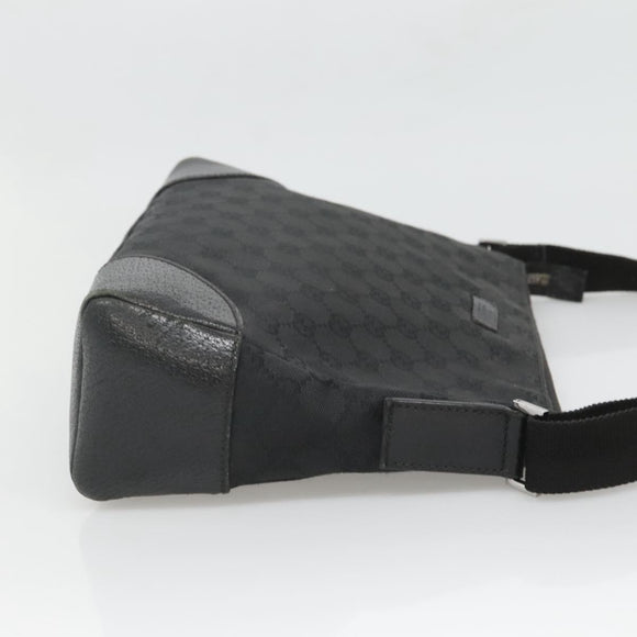 GUCCI GG Canvas Shoulder Bag Black Silver 114273 Auth SW832
