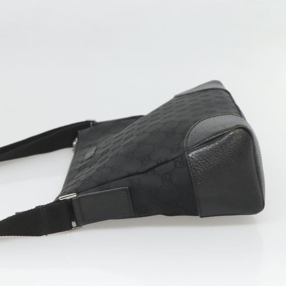 GUCCI GG Canvas Shoulder Bag Black Silver 114273 Auth SW832