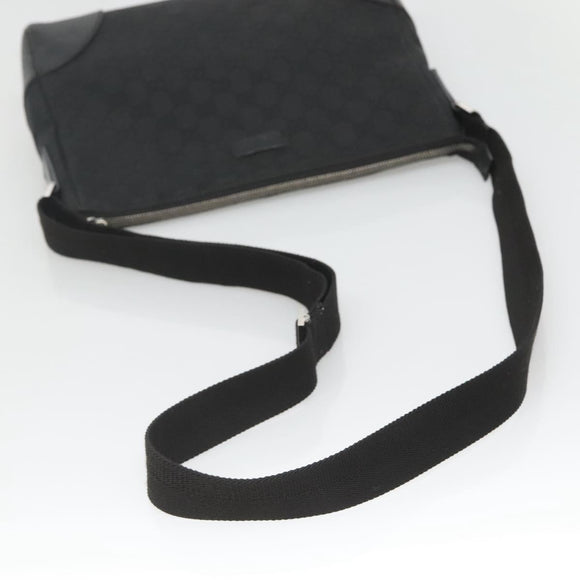 GUCCI GG Canvas Shoulder Bag Black Silver 114273 Auth SW832