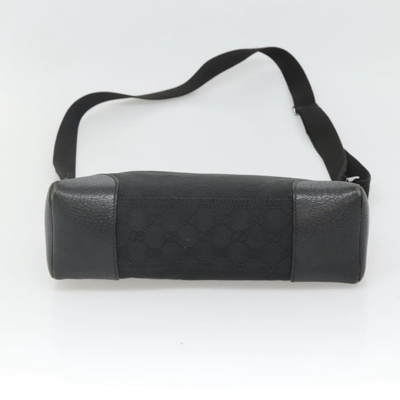 GUCCI GG Canvas Shoulder Bag Black Silver 114273 Auth SW832