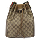 GUCCI GG Supreme Web Sherry Line Bag PVC Beige Gold 41 02 034 Auth SW837-13