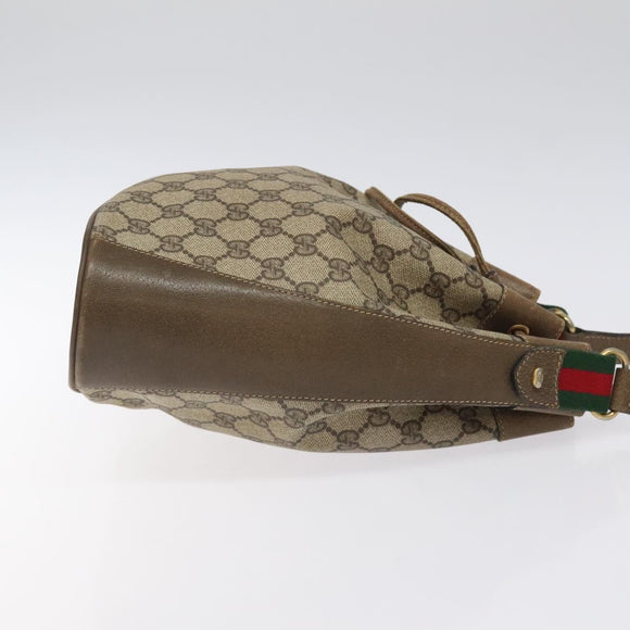 GUCCI GG Supreme Web Sherry Line Bag PVC Beige Gold 41 02 034 Auth SW837