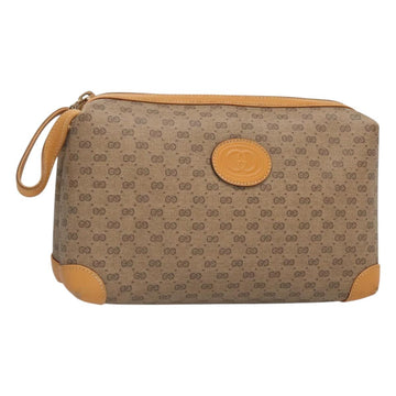 GUCCI Micro GG Supreme Clutch Bag PVC Beige Gold Auth SW838