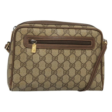 GUCCI GG Supreme Shoulder Bag PVC Beige Gold Auth SW844