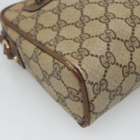 GUCCI GG Supreme Shoulder Bag PVC Beige Gold Auth SW844