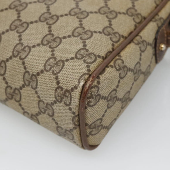 GUCCI GG Supreme Shoulder Bag PVC Beige Gold Auth SW844