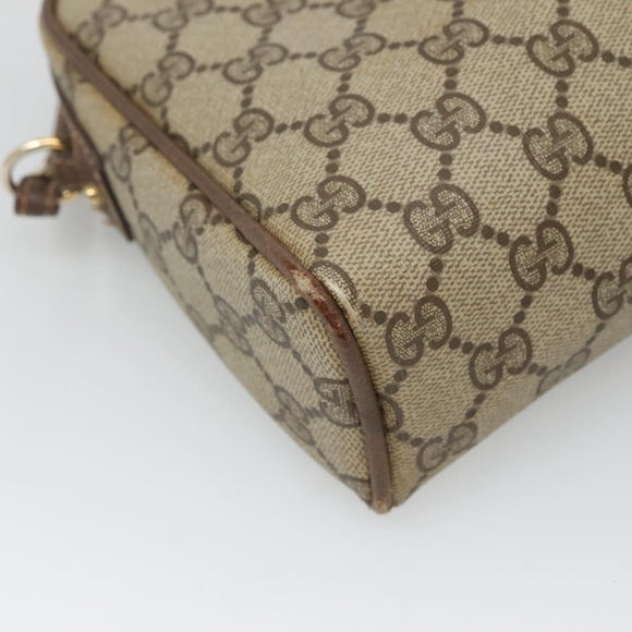 GUCCI GG Supreme Shoulder Bag PVC Beige Gold Auth SW844