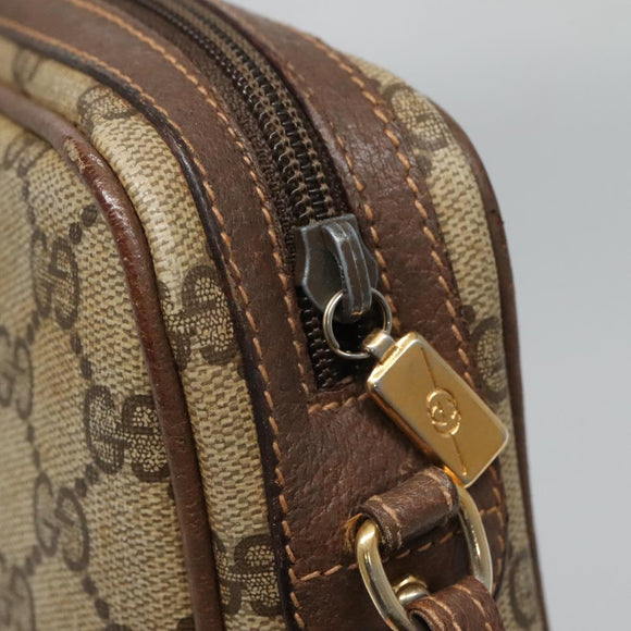 GUCCI GG Supreme Shoulder Bag PVC Beige Gold Auth SW844