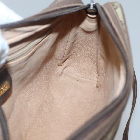 GUCCI GG Supreme Shoulder Bag PVC Beige Gold Auth SW844