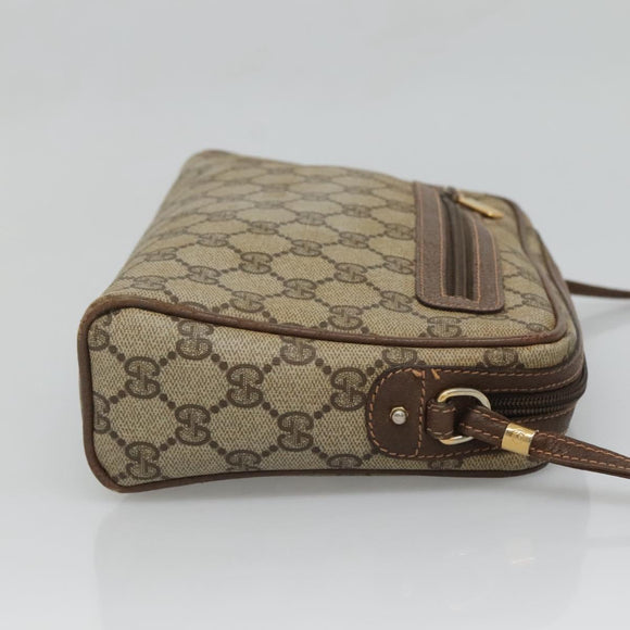 GUCCI GG Supreme Shoulder Bag PVC Beige Gold Auth SW844