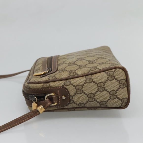 GUCCI GG Supreme Shoulder Bag PVC Beige Gold Auth SW844